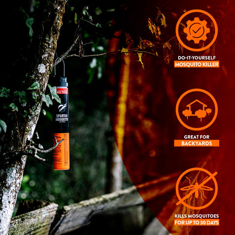 SPARTAN MOSQUITO tubo junto a persona para comparar tamaño y escala
