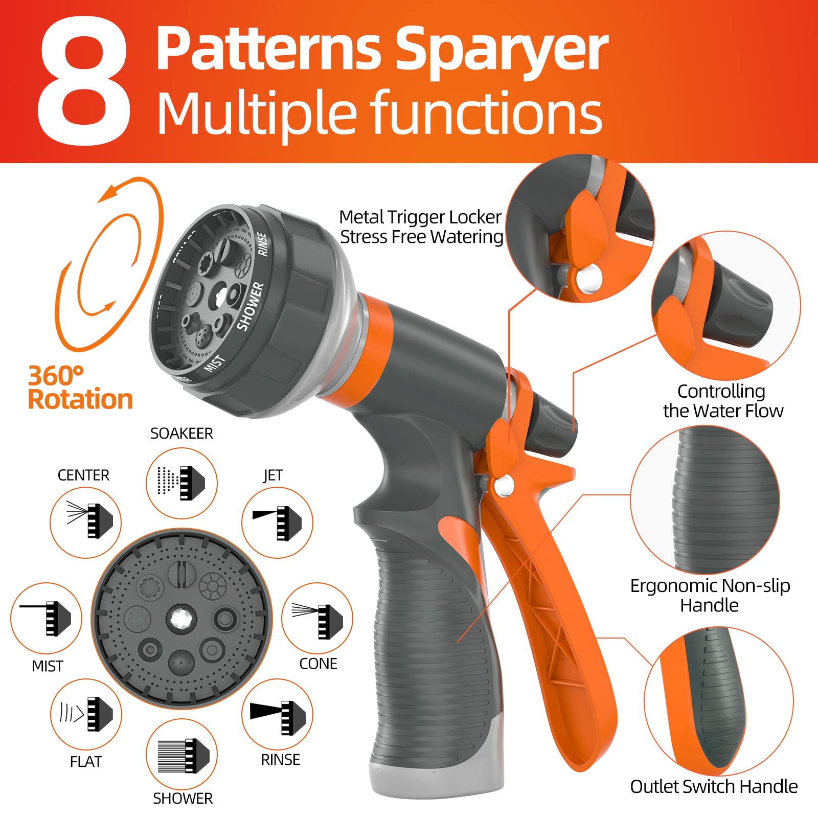 SPECILITE manguera limpiando patio y vehículo con flujo potente