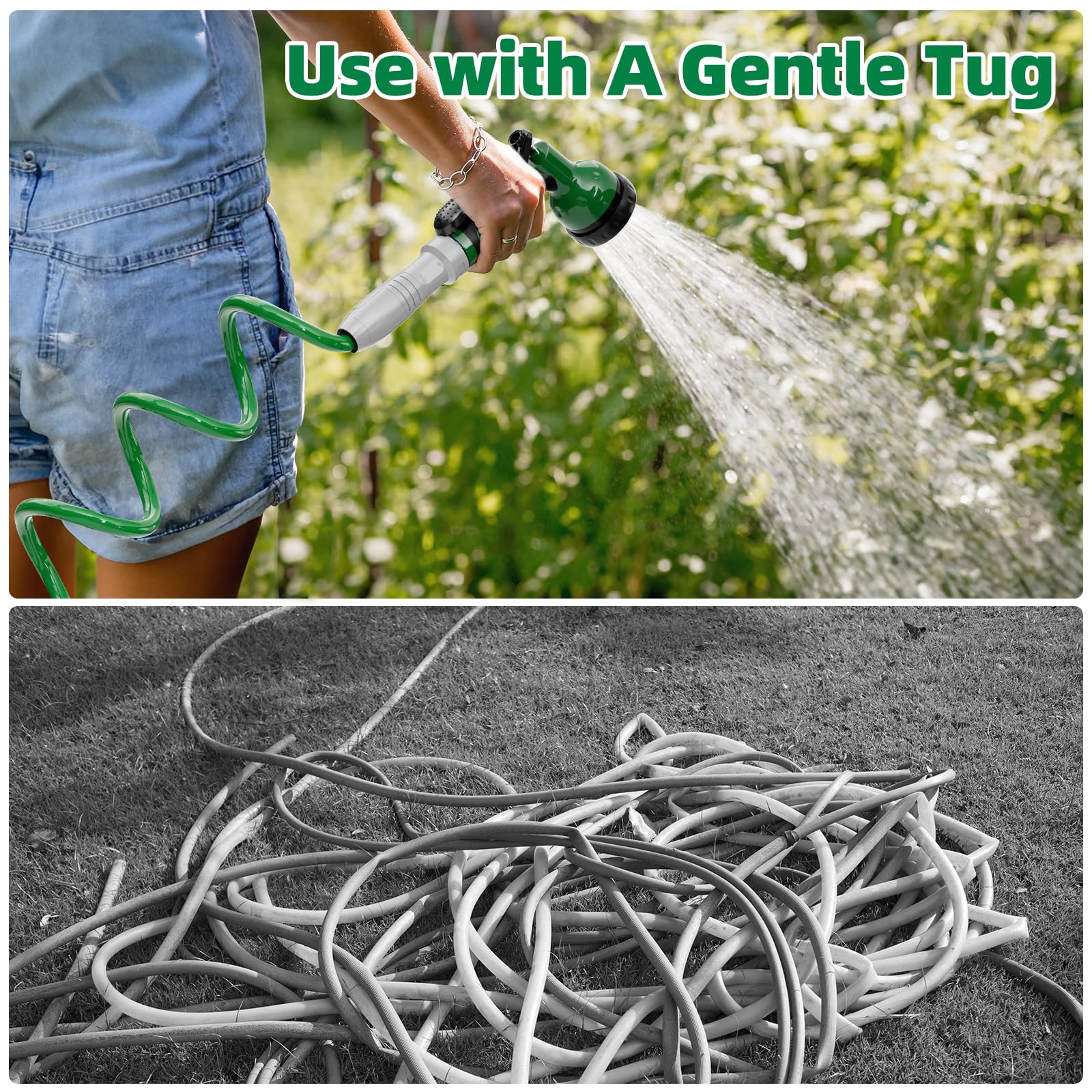 SPECILITE manguera en uso regando jardín beneficiando maniobrabilidad fácil