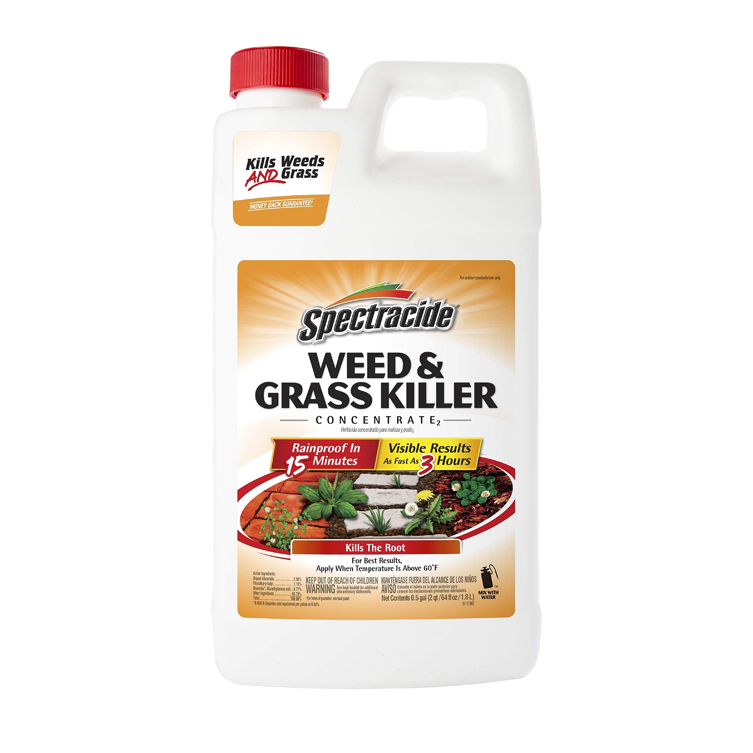 Spectracide frente del envase mostrando tamaño 64 oz y uso claro