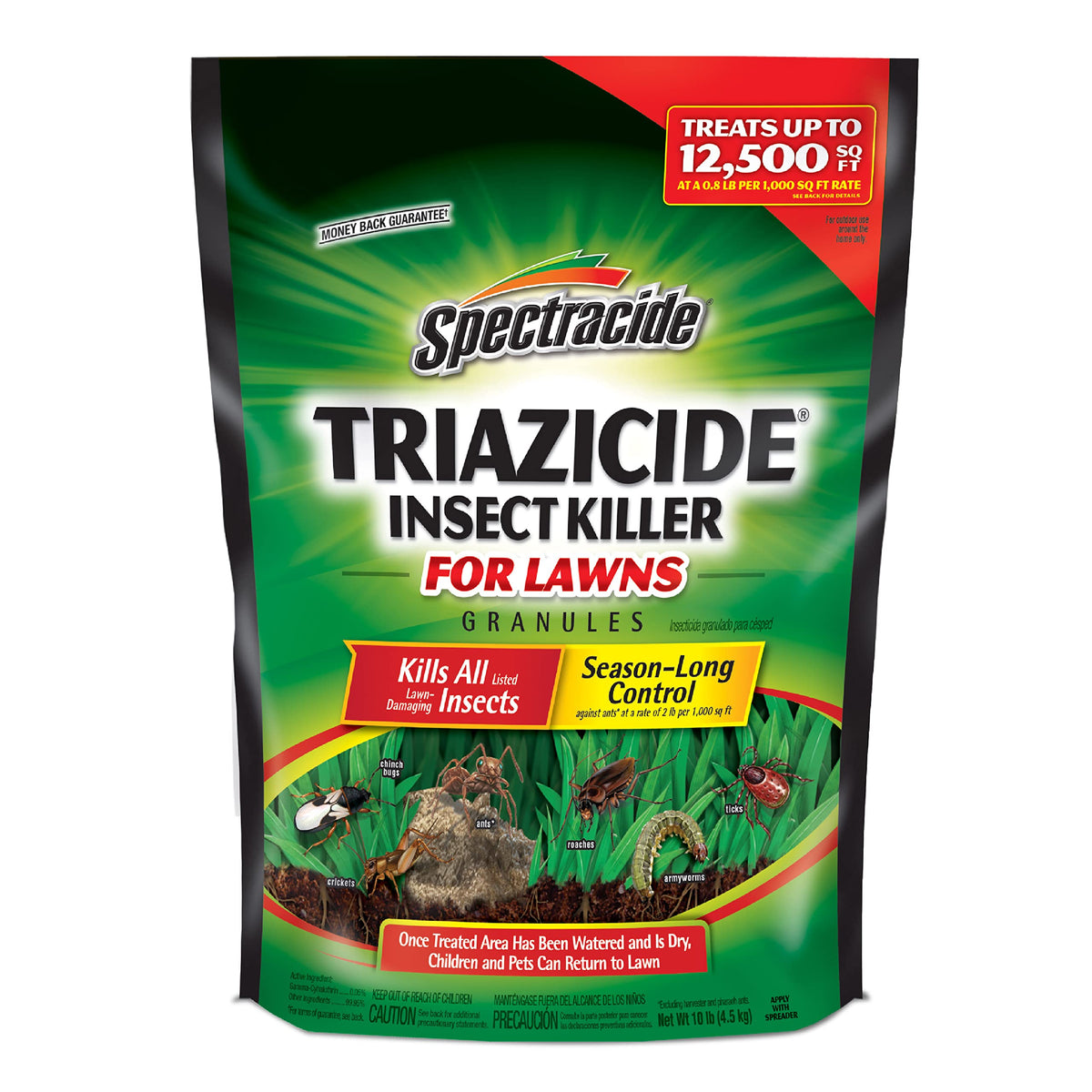 Spectracide paquete frontal mostrando marca y tamaño, facilita compra