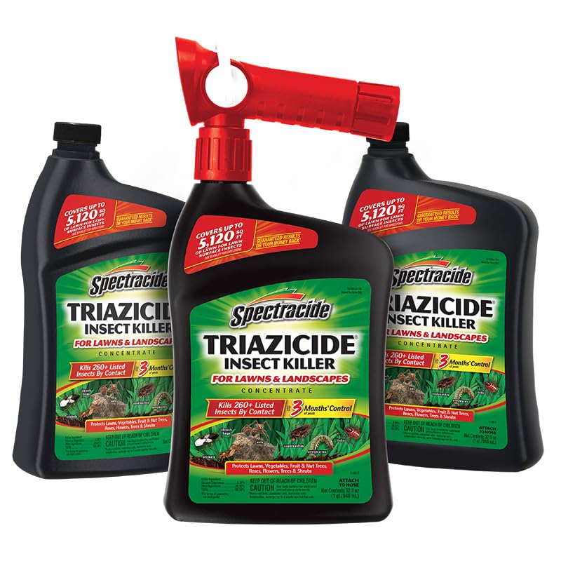 Spectracide Triazicide frente del envase mostrando etiqueta y tamaño, protección efectiva