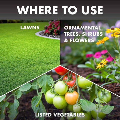 Spectracide jardinero aplicando producto para controlar plagas rápidamente
