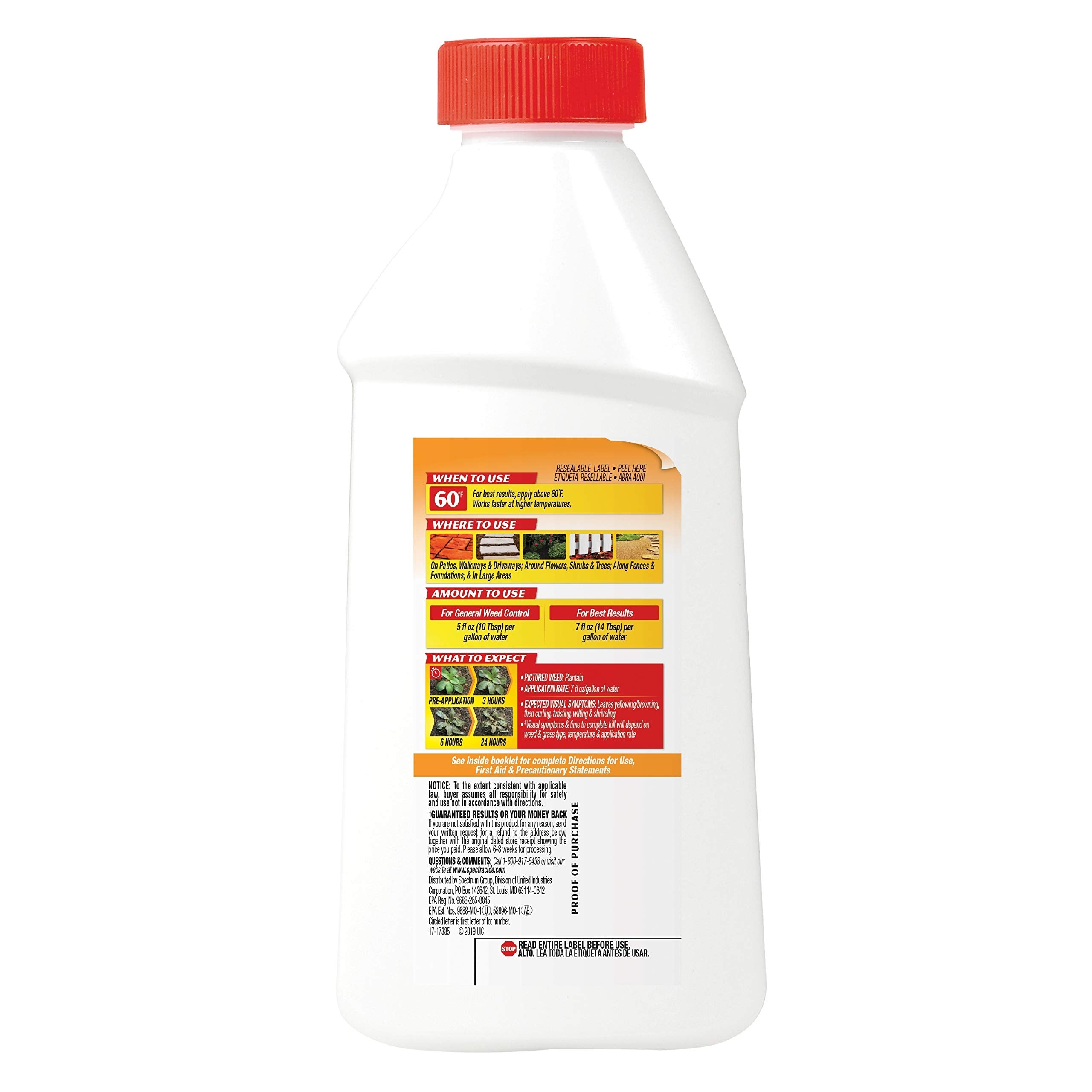 Spectracide etiqueta detallada con instrucciones visibles y beneficios