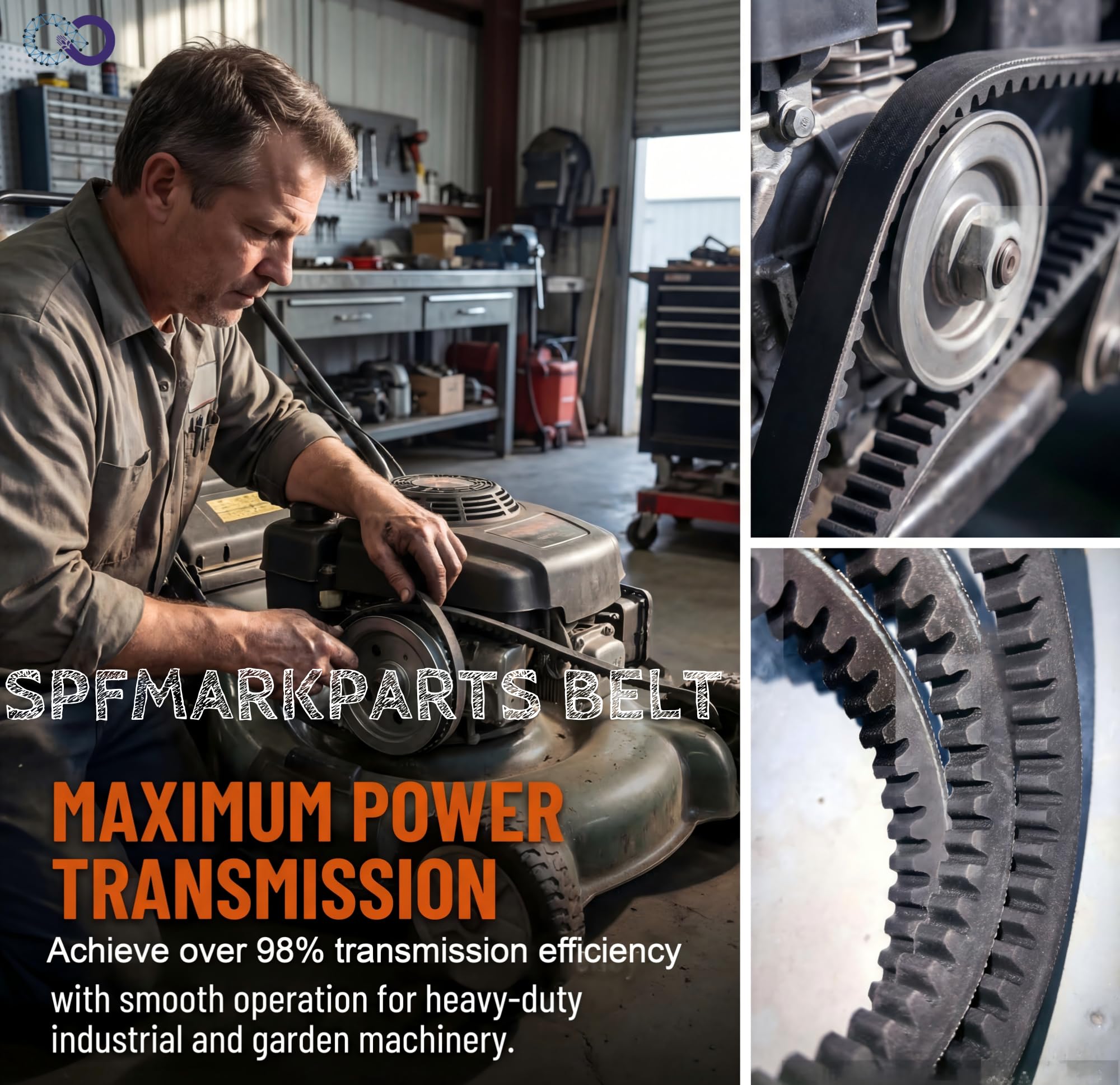 SPFMARKPARTS correa al lado de una regla mostrando longitud exacta