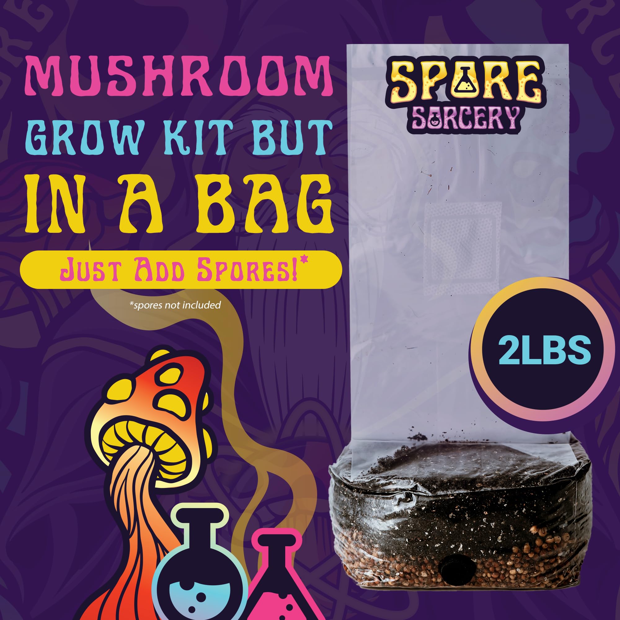 SPORE SORCERY comparacion de tamaño 2 lb para planificar espacio