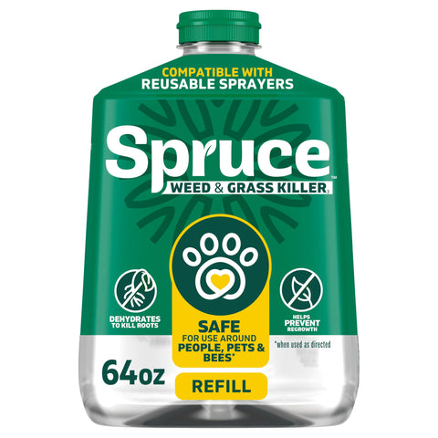 Spruce envase de 64 oz frente mostrando etiqueta clara y uso fácil