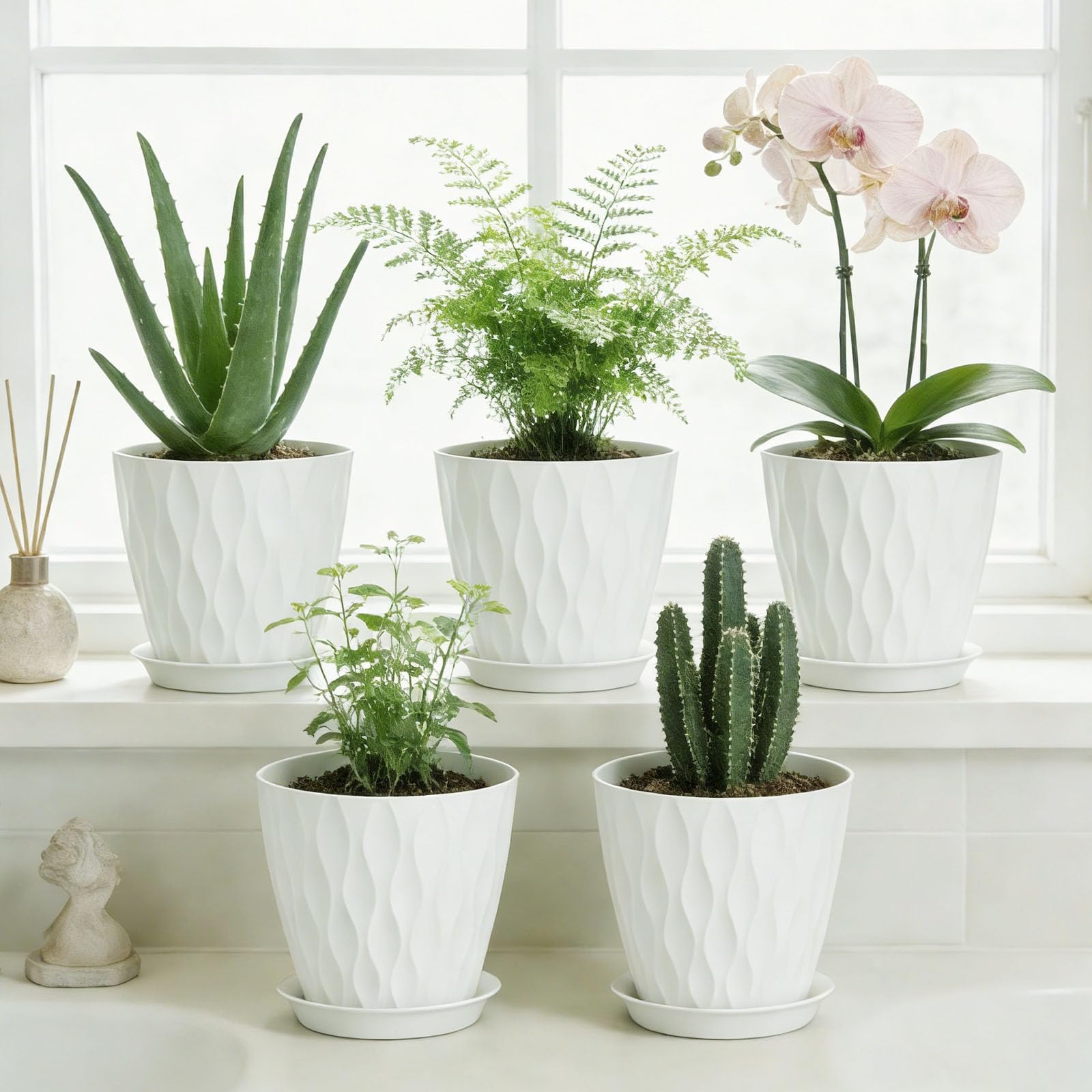 SQKH conjunto de cinco macetas en ambiente decorativo acogedor