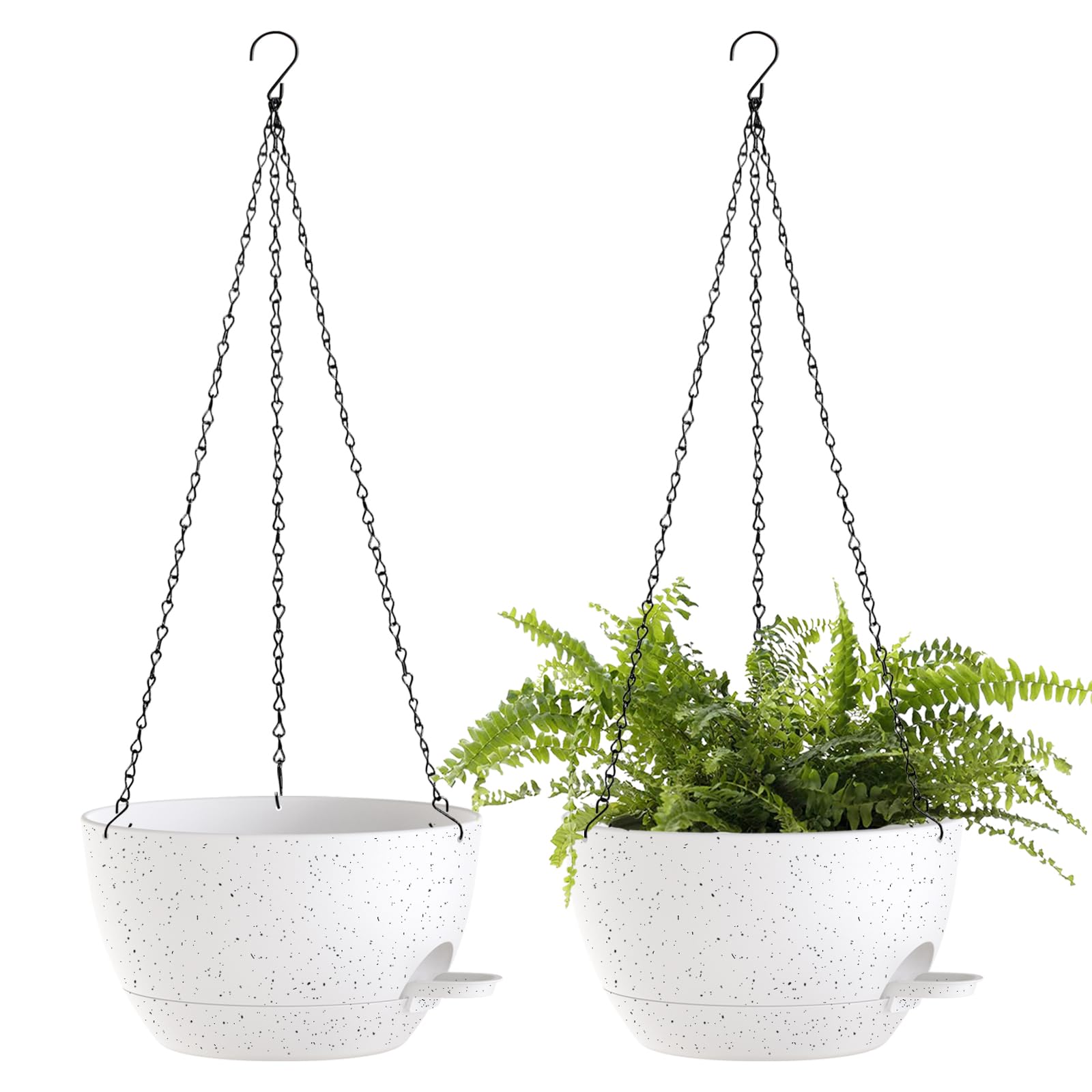 SQKH maceta colgante frontal blanca jaspeada, elegante y decorativa