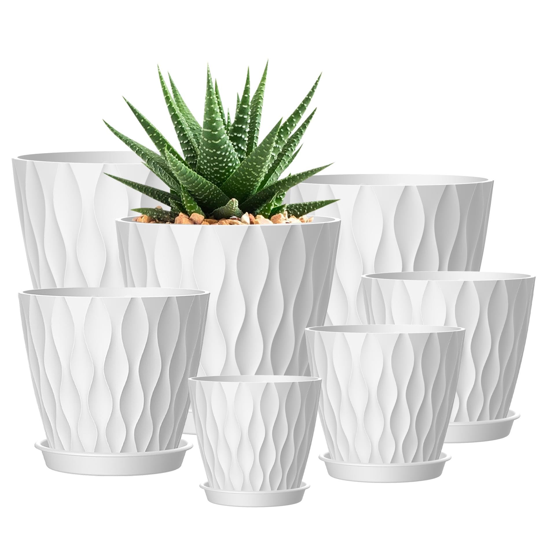 SQKH set frontal mostrando las siete macetas blancas y su acabado mate, elegante y práctico