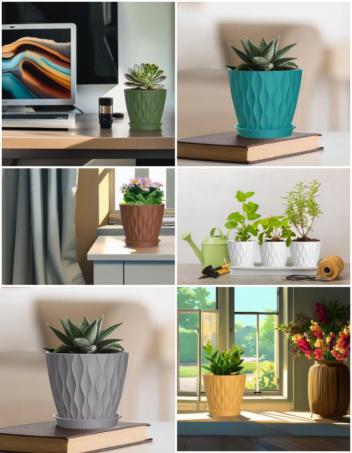 SQKH conjunto de macetas decorando salón para ambiente moderno