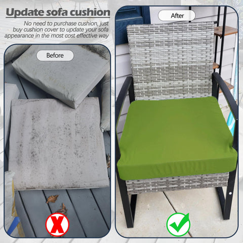Sqodok las dos fundas en conjunto sobre sofá de mimbre estilo terraza