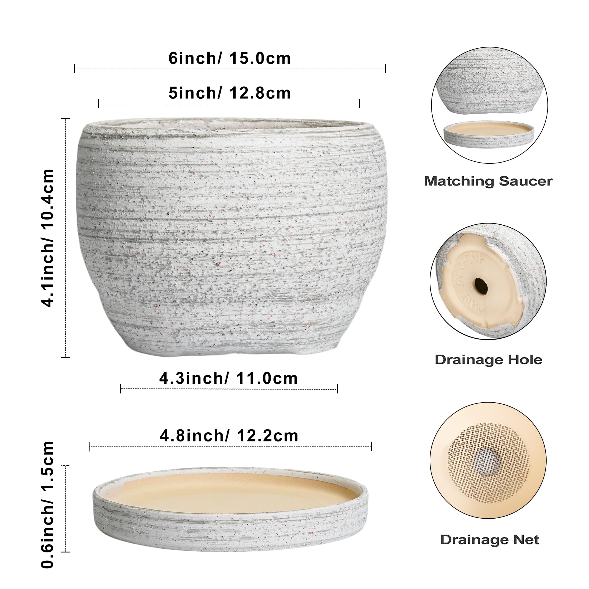 SQOWL platillo cerámico y drenaje visibles para evitar filtraciones y manchas