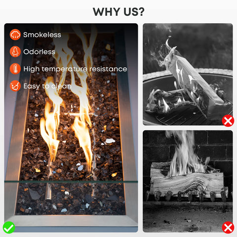 Stanbroil vidrio en uso sobre fogón exterior realzando llamas
