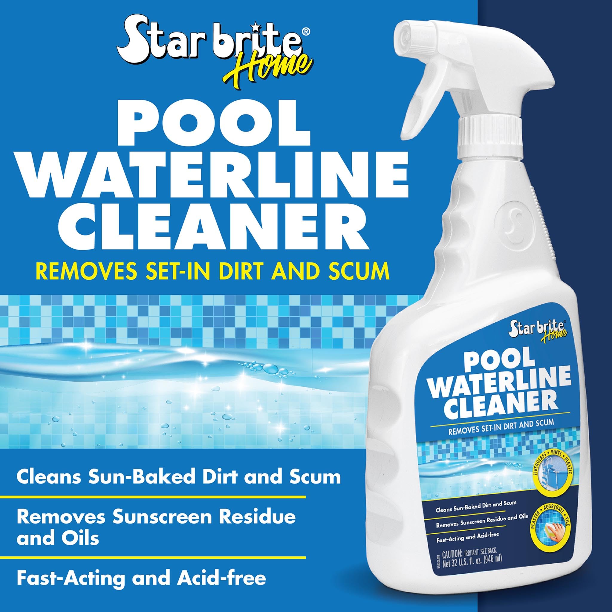 STAR BRITE espuma actuando en la línea de agua para retirar residuos