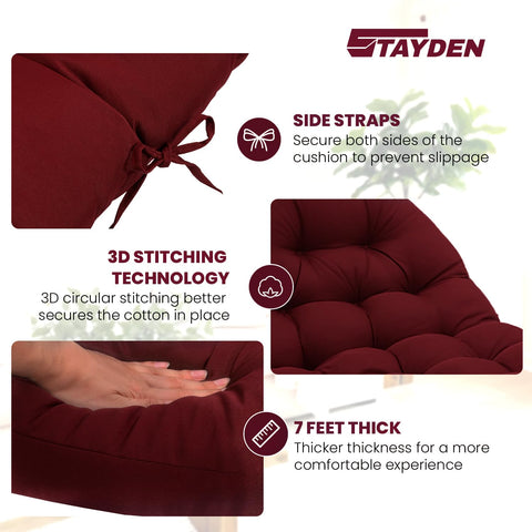 STAYDEN cojín instalado en silla colgante en patio realza comodidad