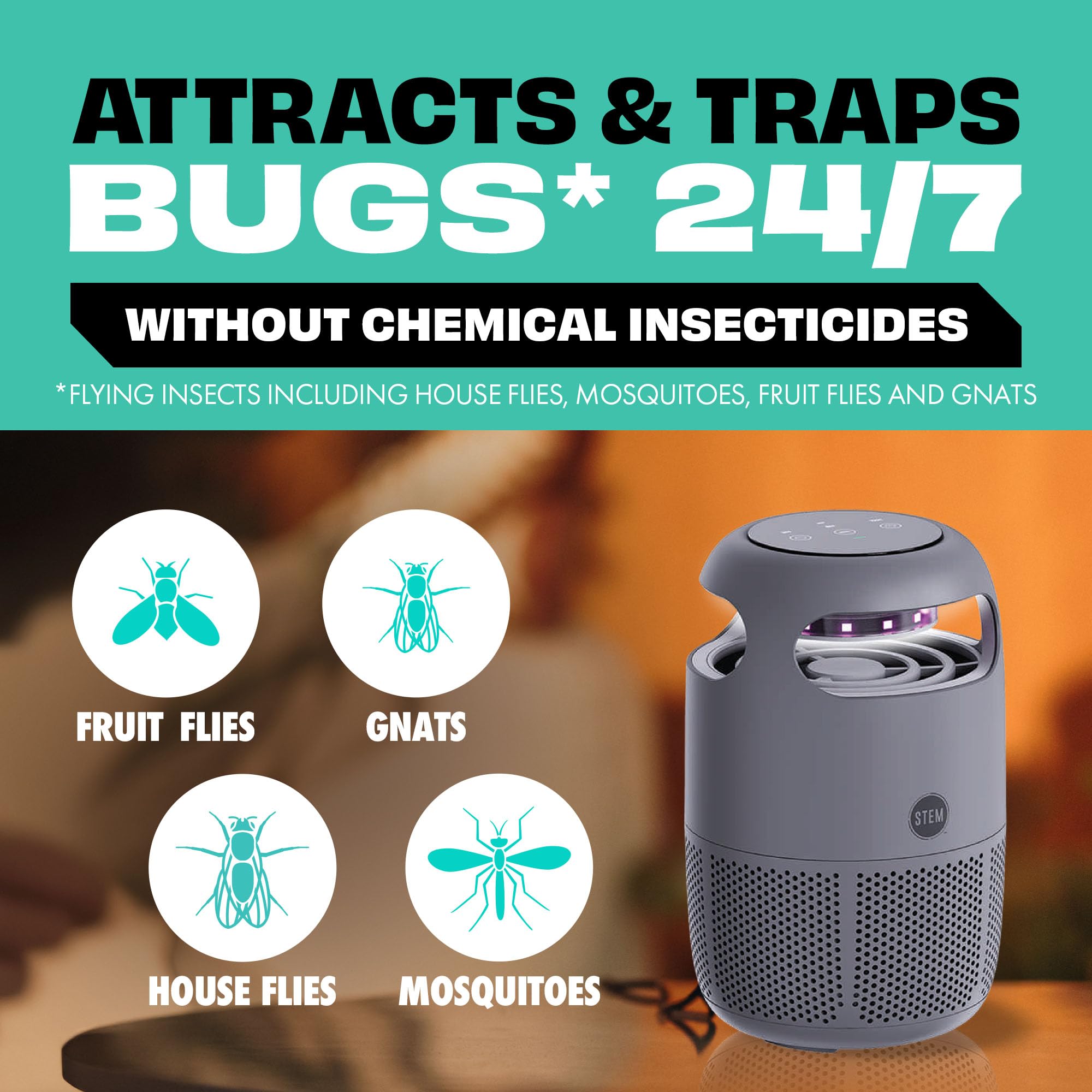 STEM detalle de la luz UV que atrae insectos y mejora la captura