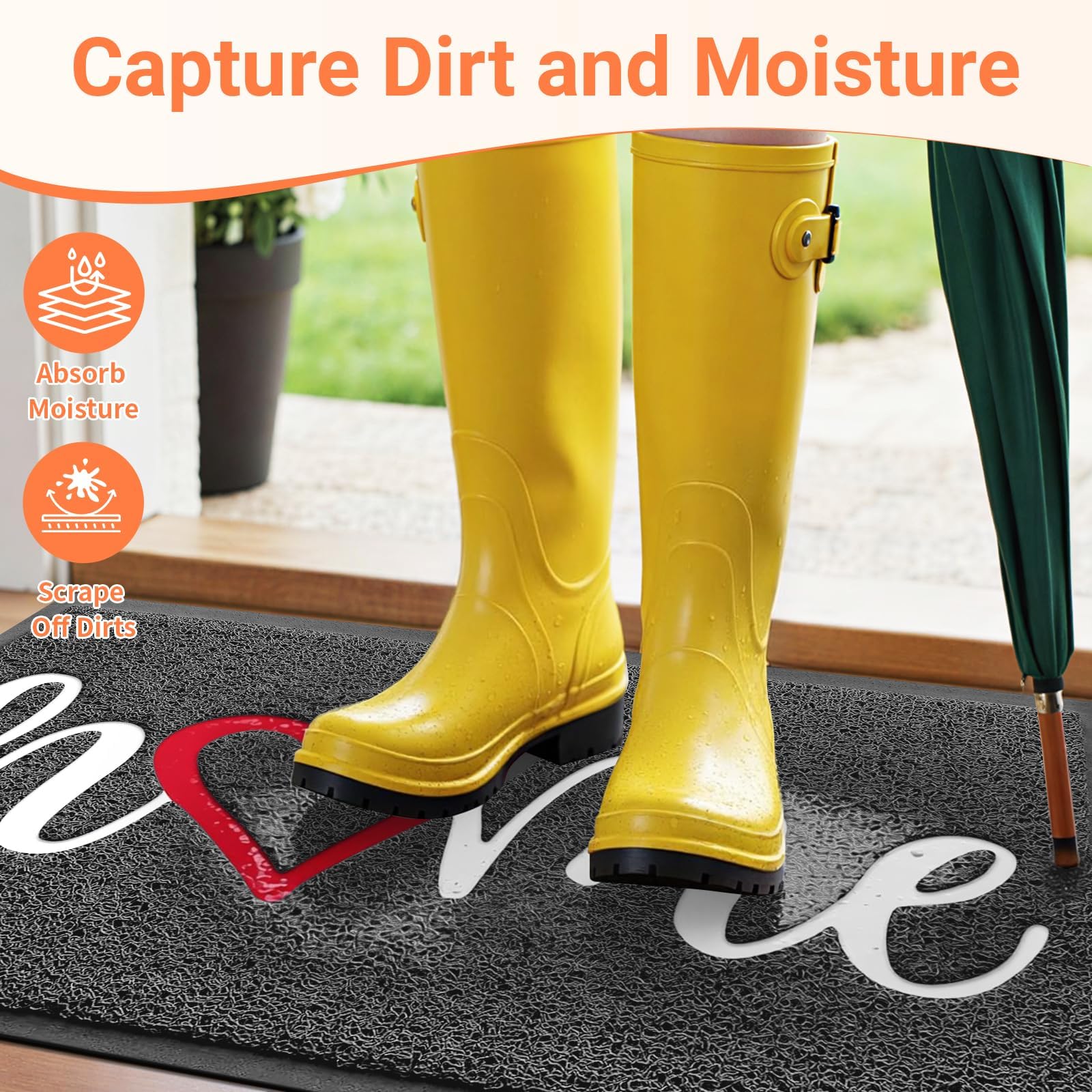 StepLively felpudo en uso en puerta, reduce suciedad interior