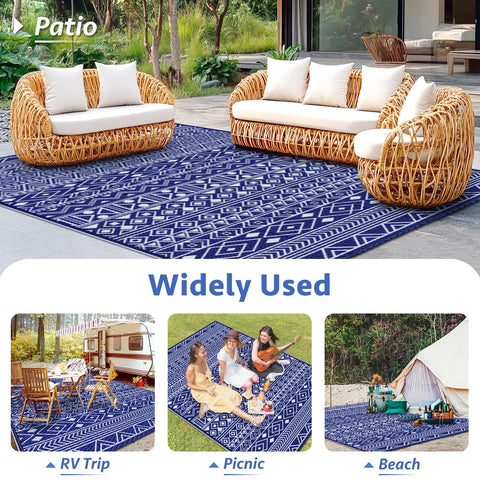 StepLively alfombra en terraza azul mejorando estética exterior