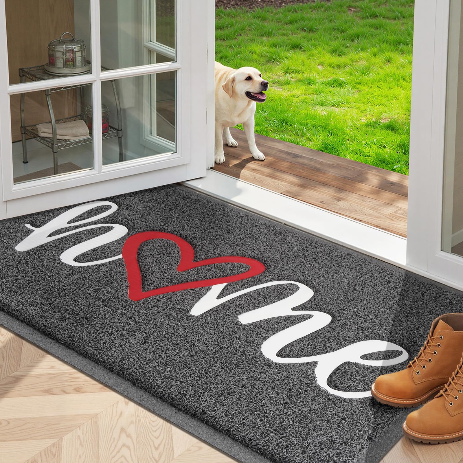 StepLively felpudo frontal 35x24 muestra diseño "home" y bienvenida