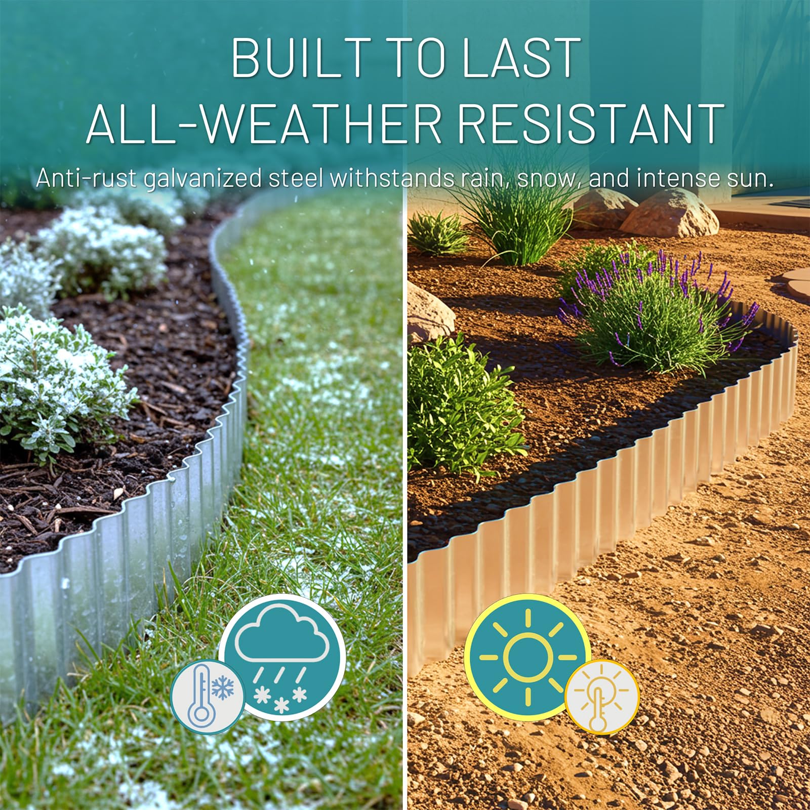 STIRLINGEAR borde instalado en parterre manteniendo mulch ordenado