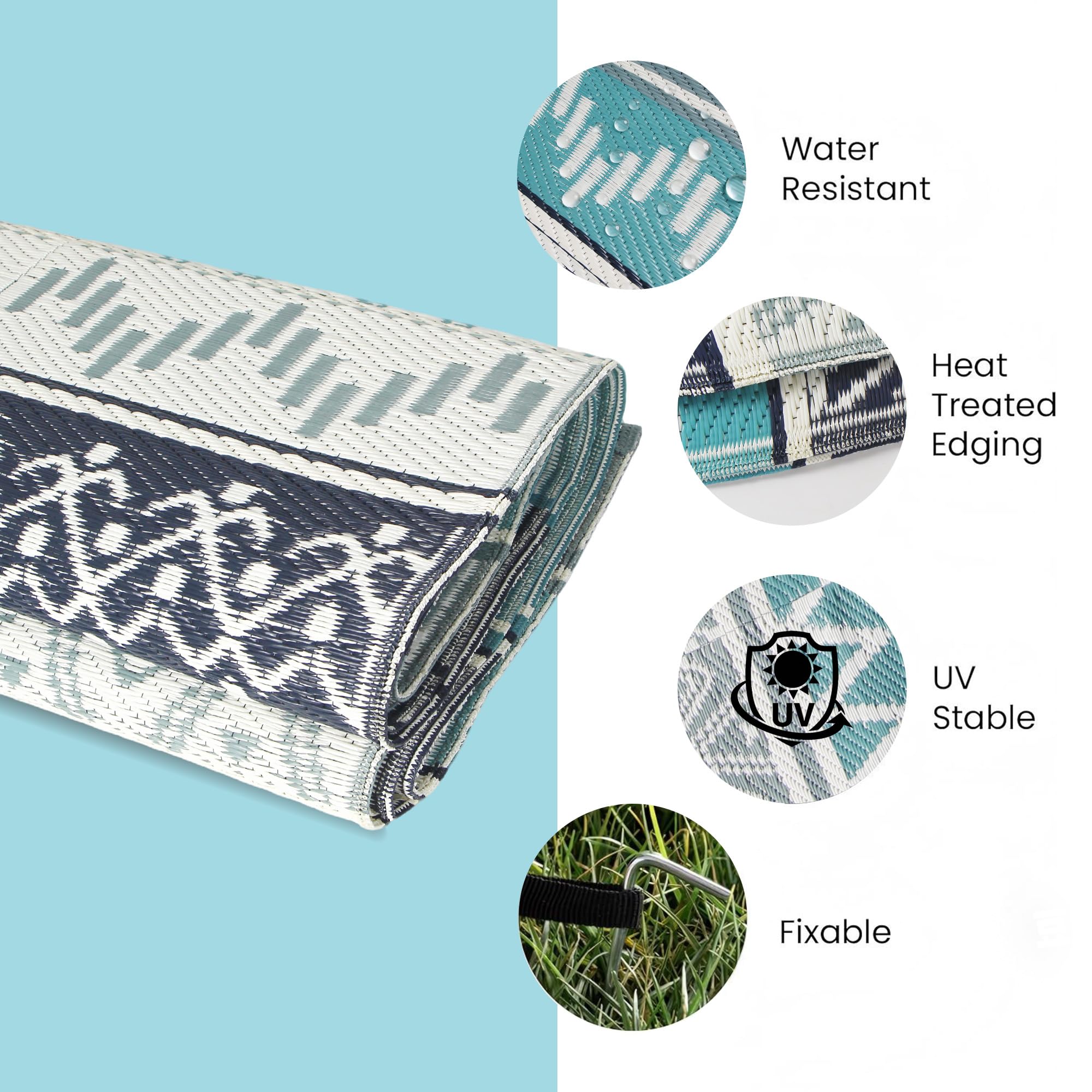 Strickland Home alfombra plegada en funda de transporte, portátil para camping