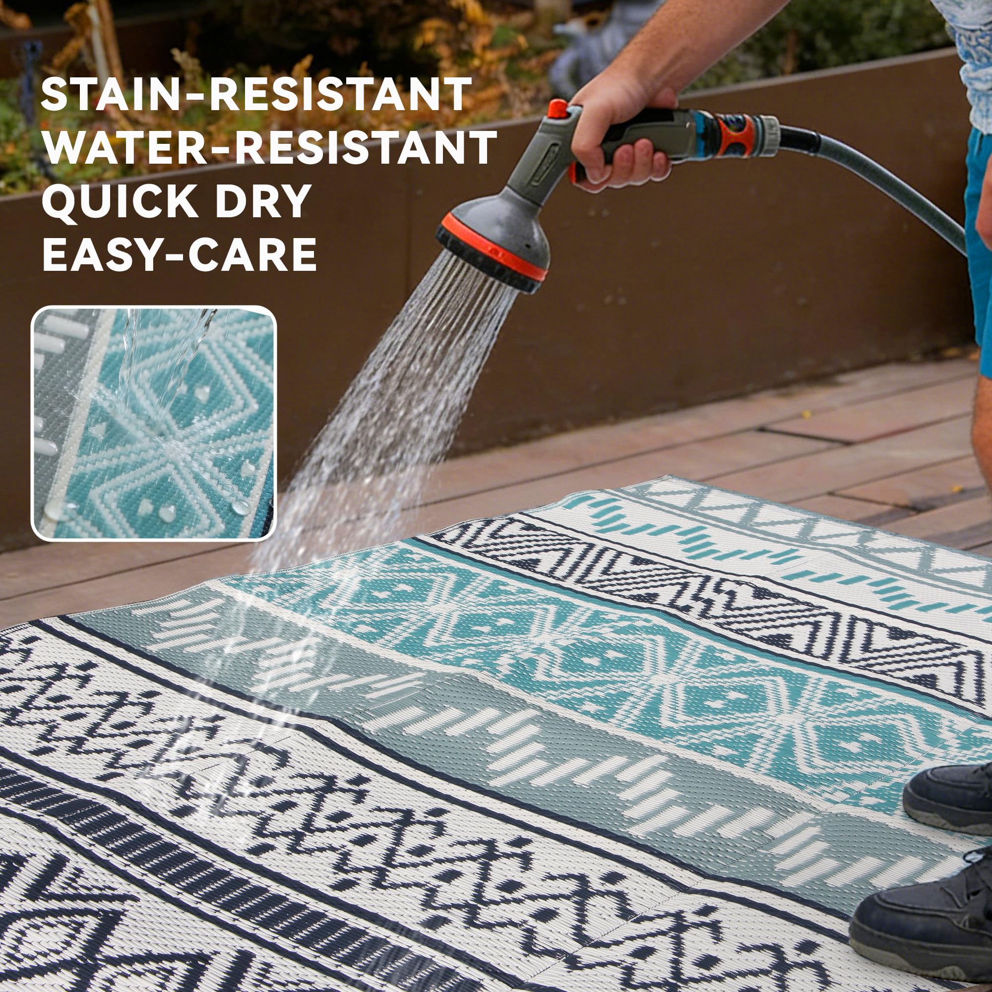 Strickland Home alfombra reversible lado gris, alternativa elegante para el patio