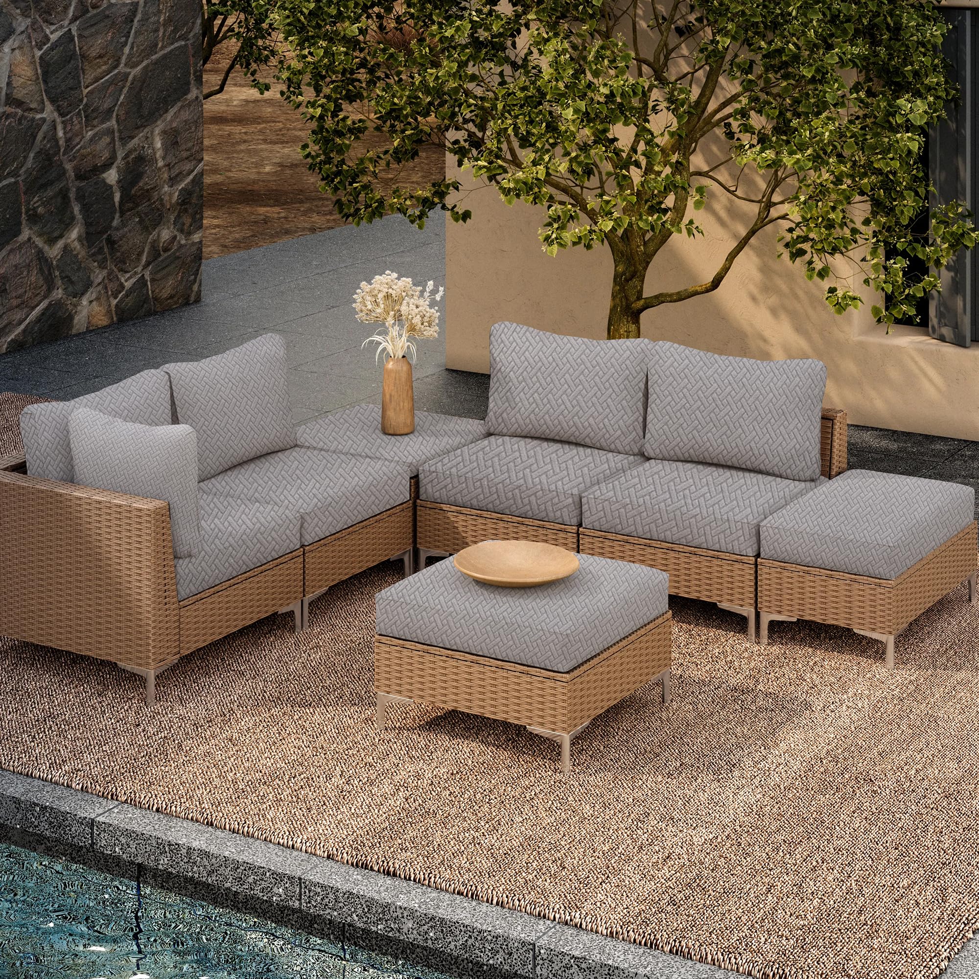 SUKAIKEQA ambiente de patio con fundas para un estilo armonioso