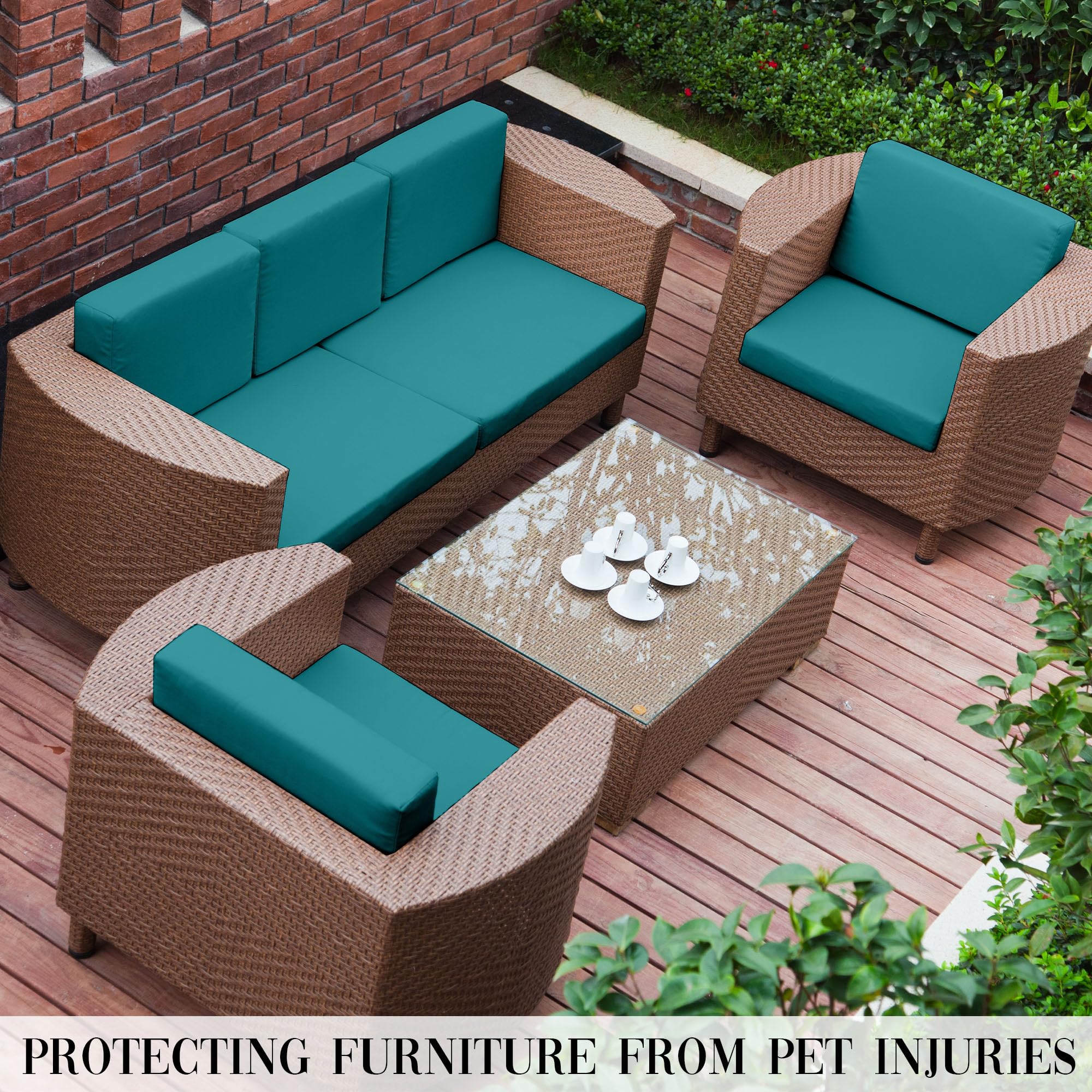 SUKAIKEQA ambiente en terraza con las fundas puestas mostrando combinación de color y estilo exterior