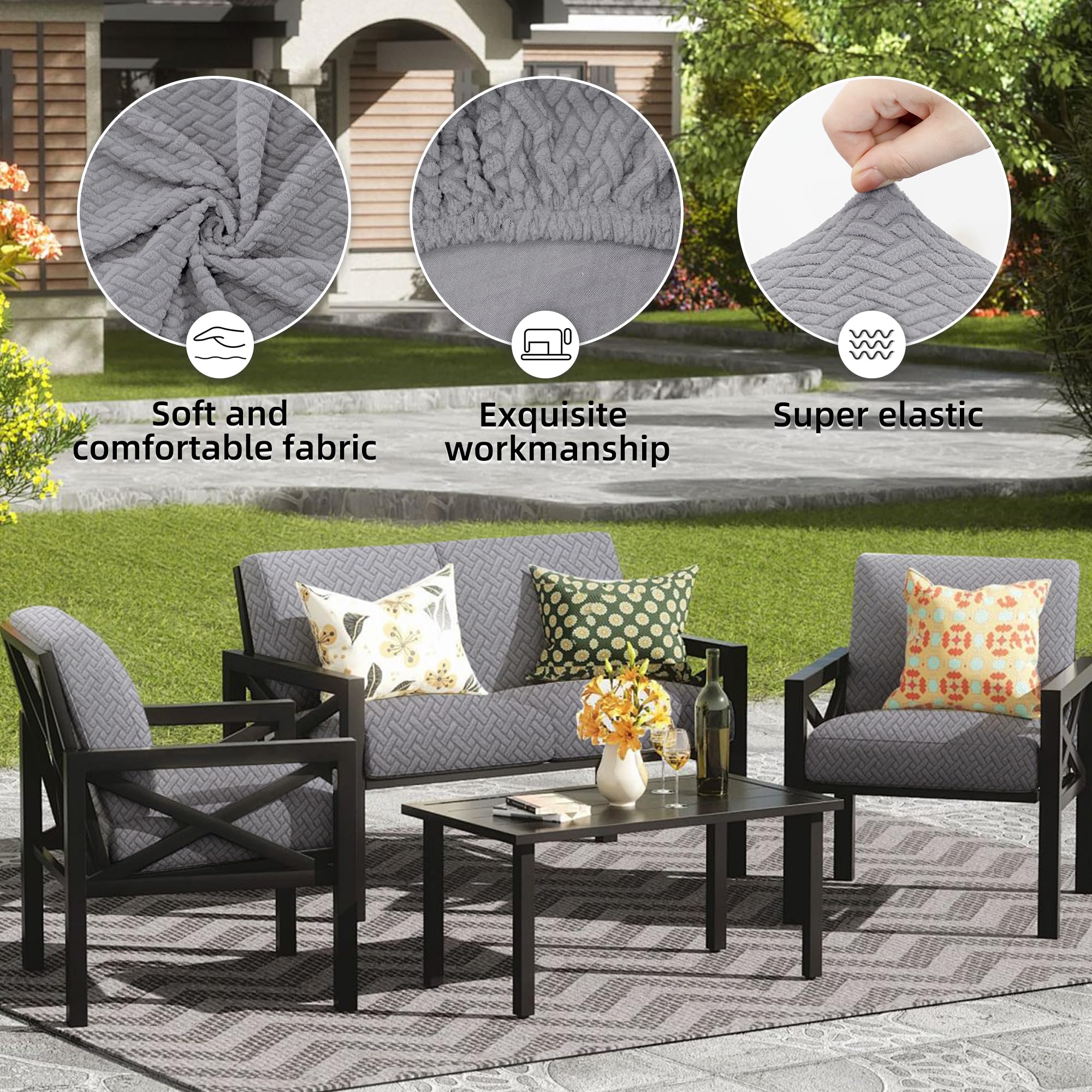SUKAIKEQA funda colocada en sofá de patio para aspecto renovado