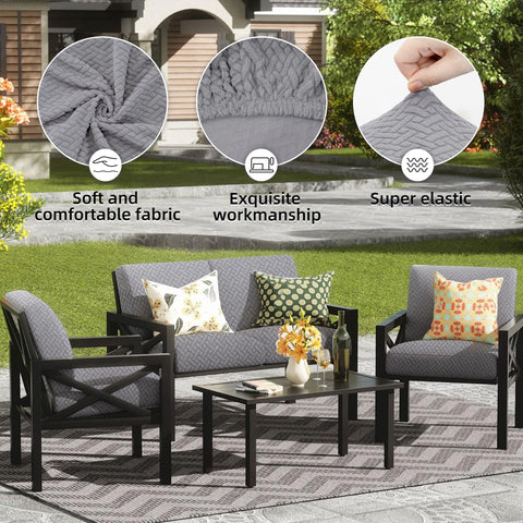 SUKAIKEQA funda colocada en sofá de patio para aspecto renovado