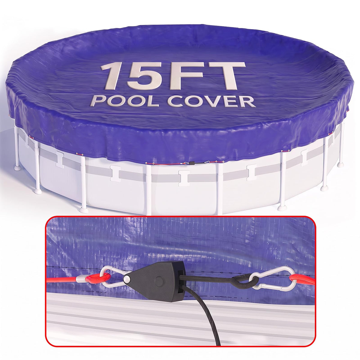 SUMMERBUDDY cubierta frontal 15 ft mostrando ajuste seguro y protección