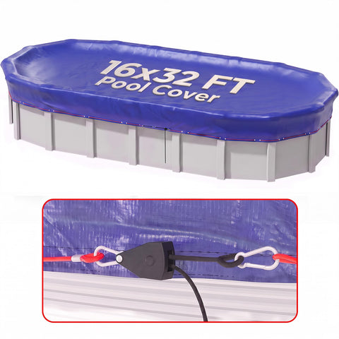 SUMMERBUDDY cubierta oval frontal protegiendo piscina y ahorrando limpieza