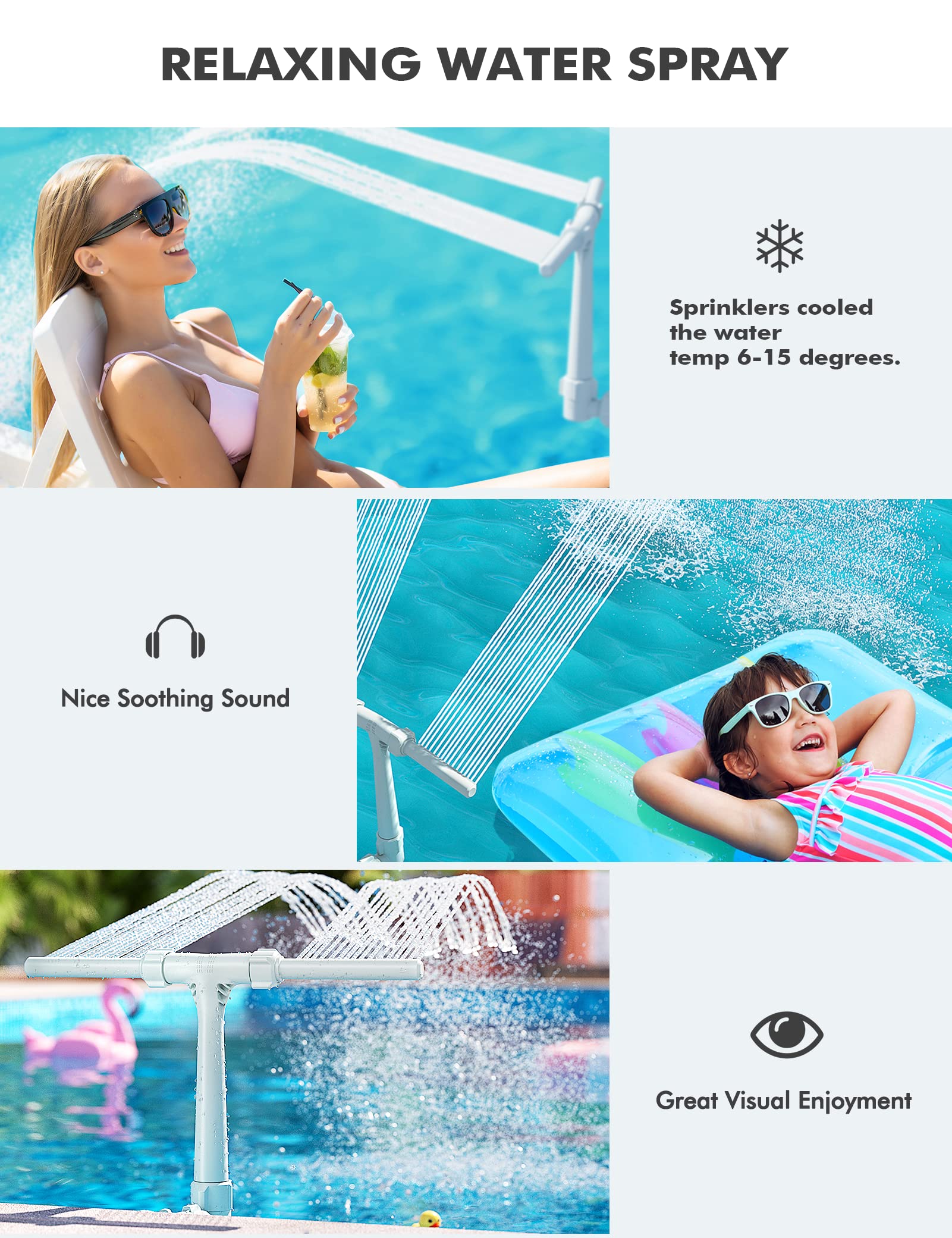 SUMMERBUDDY fuente en piscina enterrada creando doble chorro decorativo