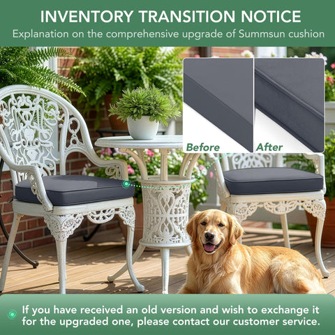Summsun cojines en porche por la noche mostrando resistencia al exterior