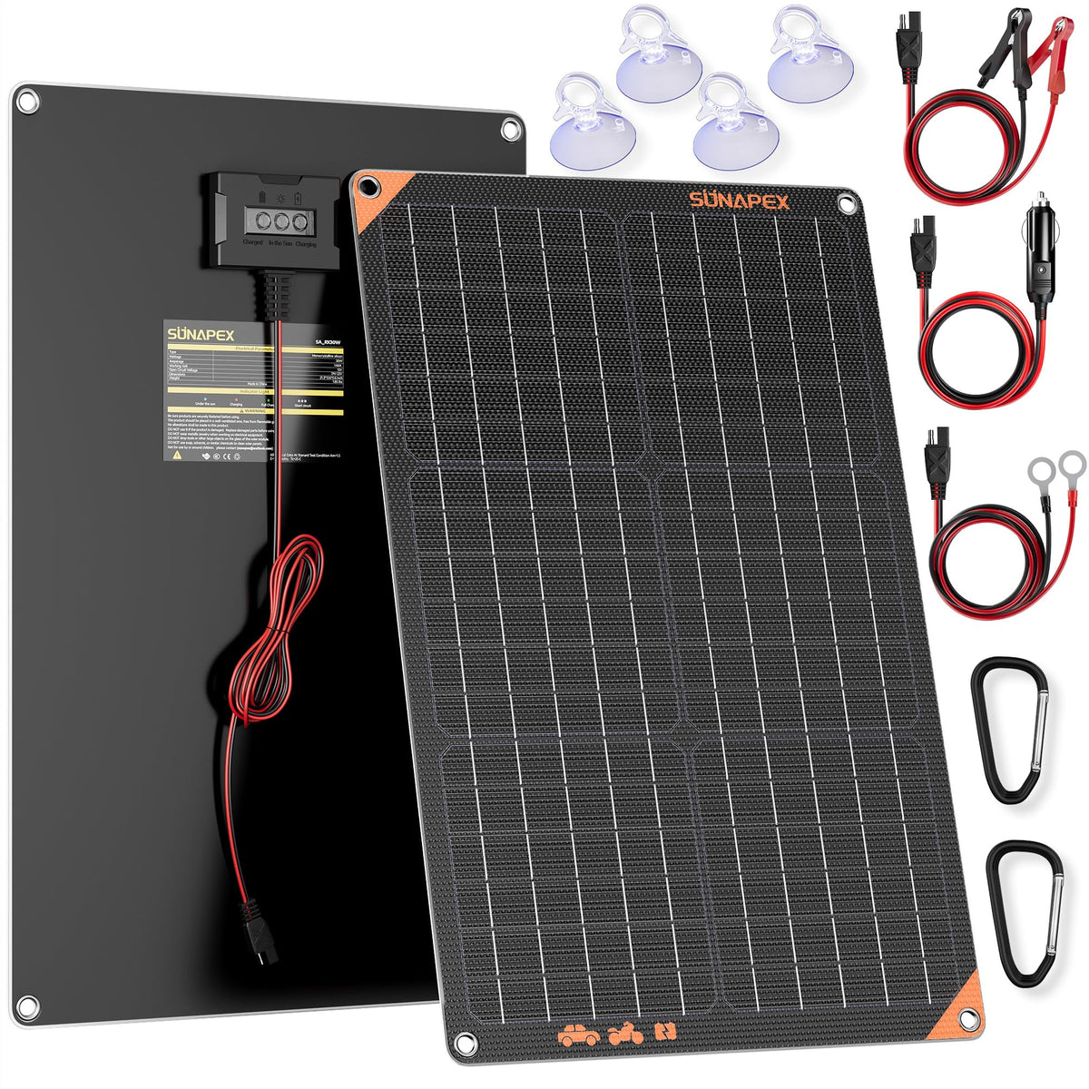 SUNAPEX panel frontal mostrando diseño compacto y beneficio de carga eficiente