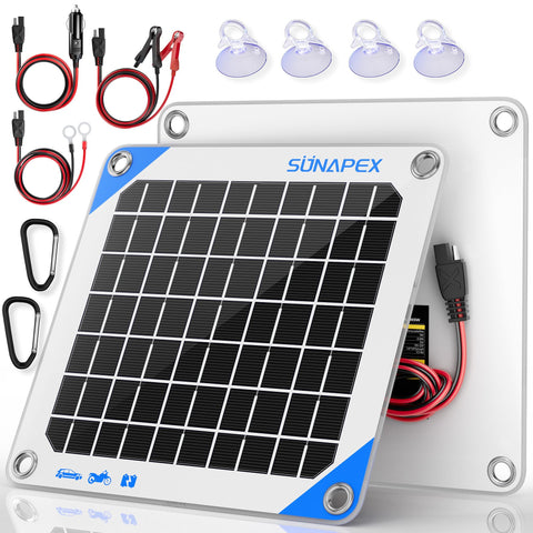 SUNAPEX panel frontal mostrando superficie monocristalina y eficiencia