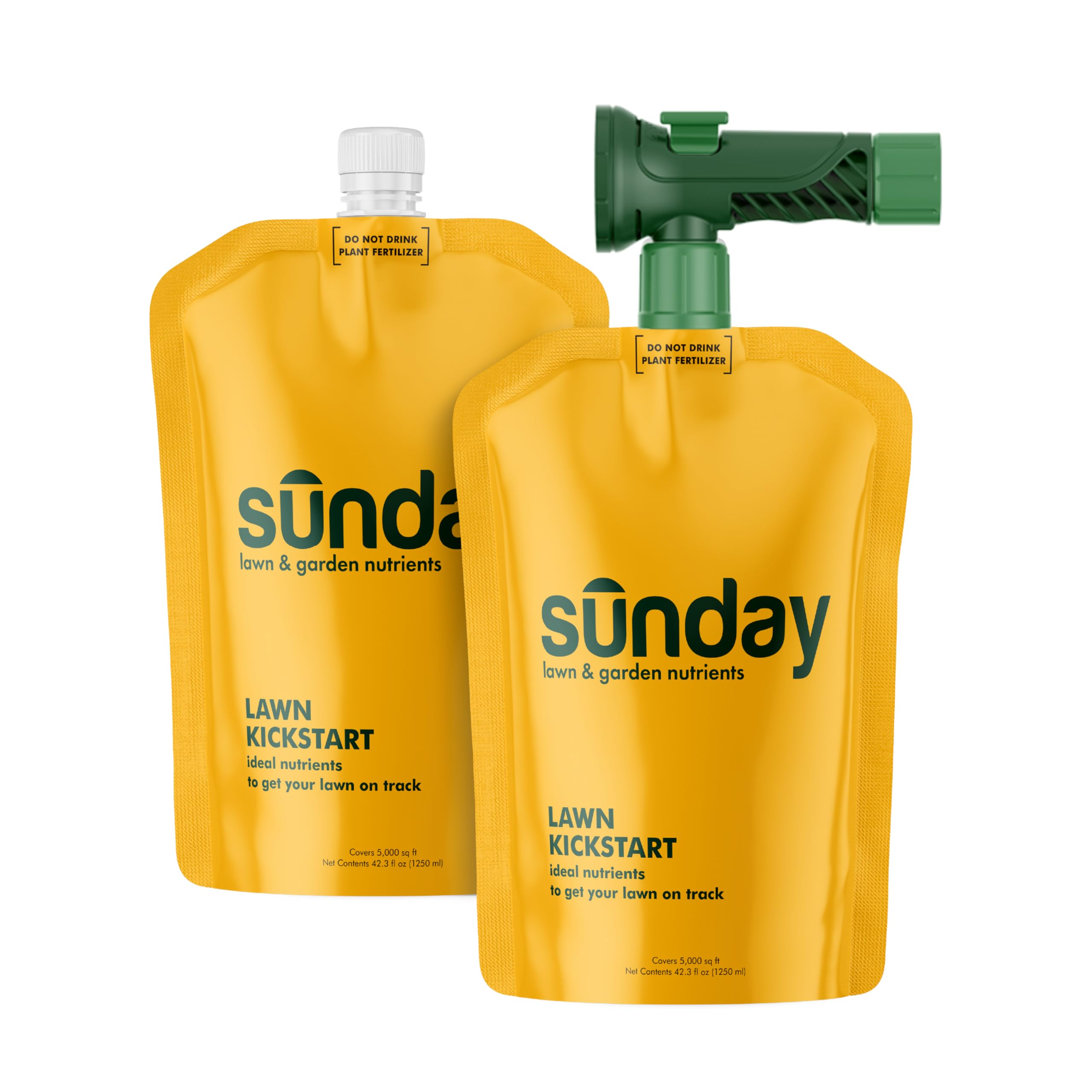 SUNDAY frontal del envase mostrando el producto y beneficio de revitalizar césped