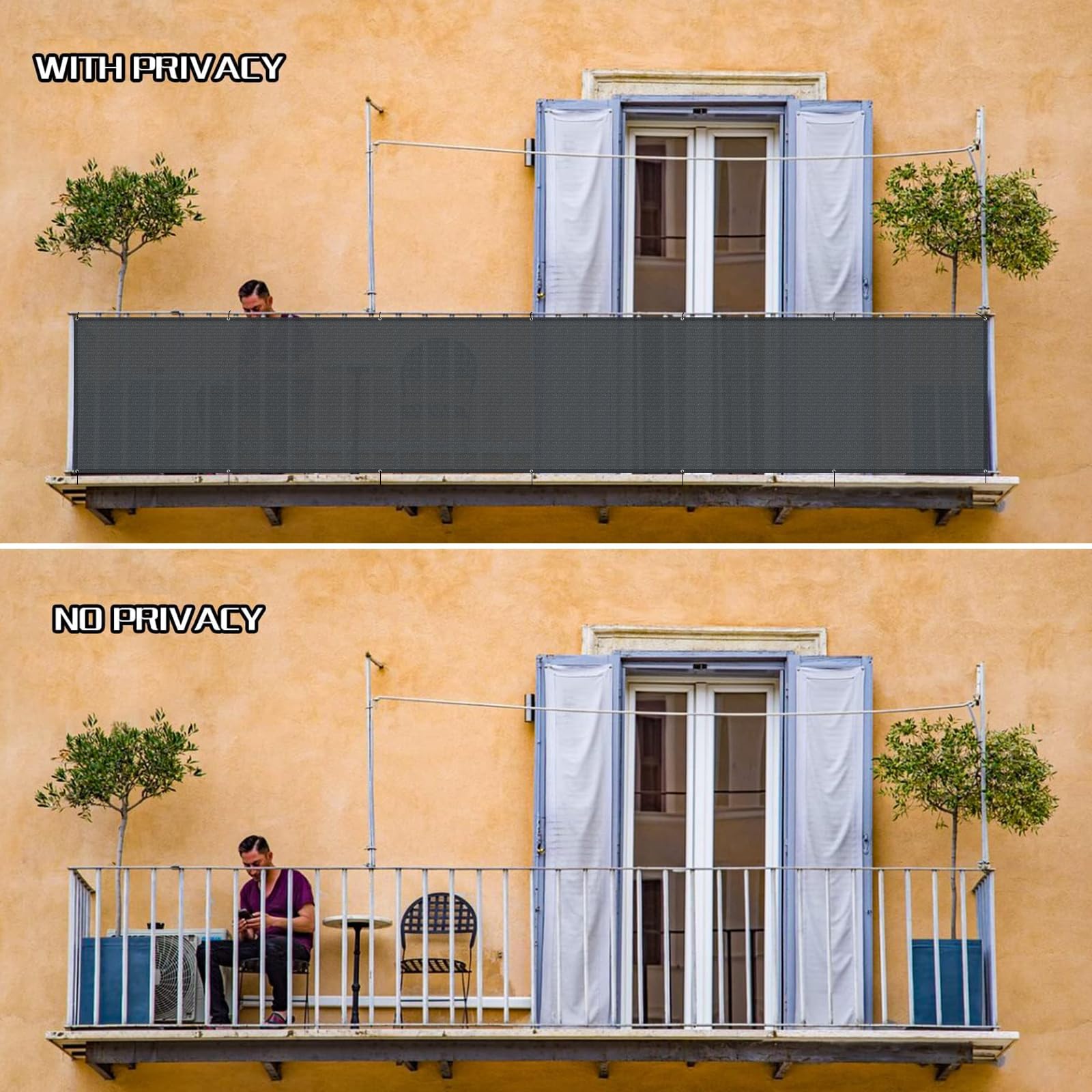 SUNLAX comparación de tamaño con barandilla, ajuste visual claro