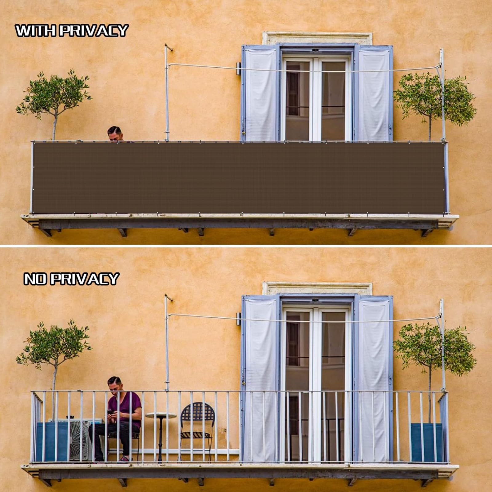 SUNLAX comparación de tamaño junto a barandilla muestra proporciones reales