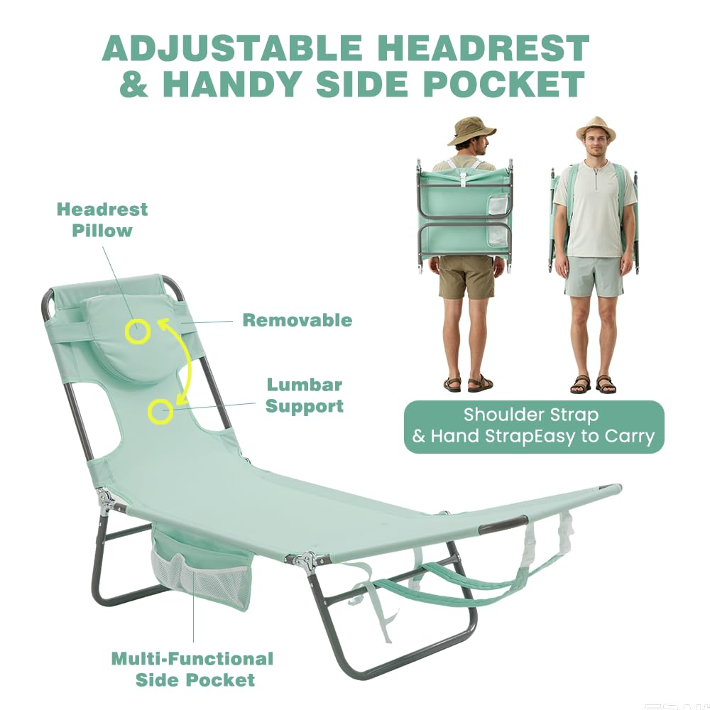 SUNNYFEEL persona usando la tumbona boca abajo con soporte ergonómico