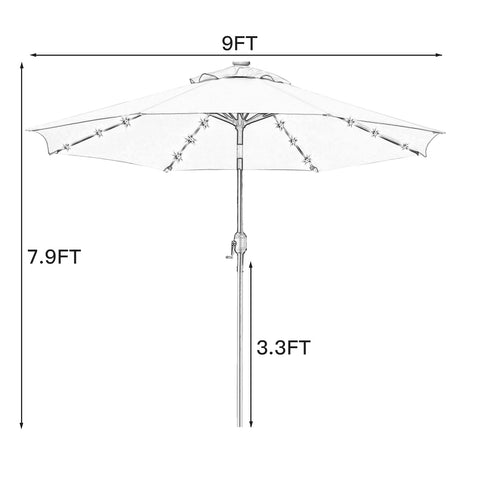 Sunnyglade comparación de tamaño junto a silla para apreciar escala y cobertura