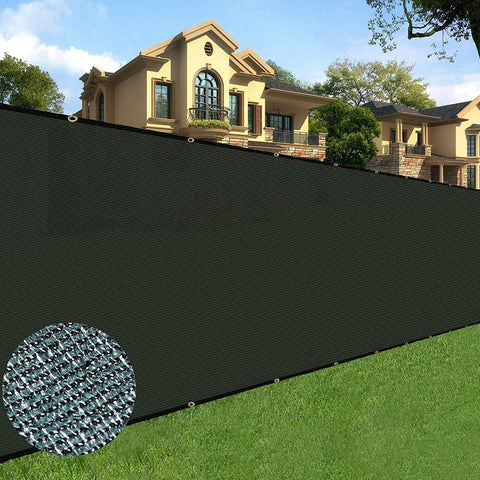 Sunnyglade frontal del producto mostrando malla verde y tamaño 5x50 ft para privacidad