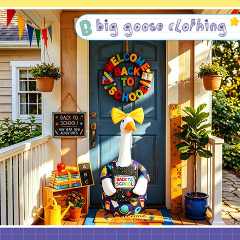 Sunnymove ganso vestido en porche creando ambiente festivo