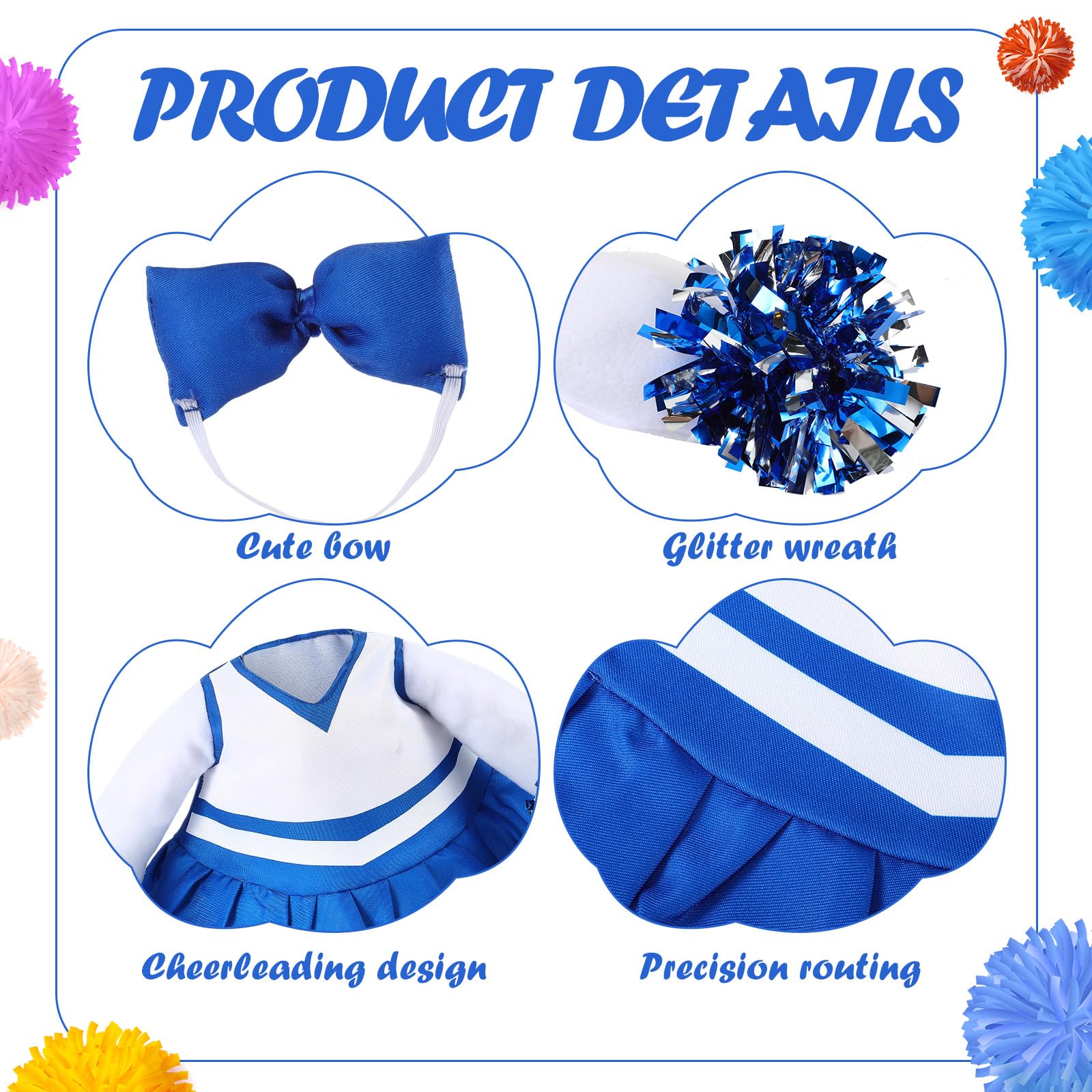 Sunnymove pompones azules sostenidos que añaden movimiento decorativo