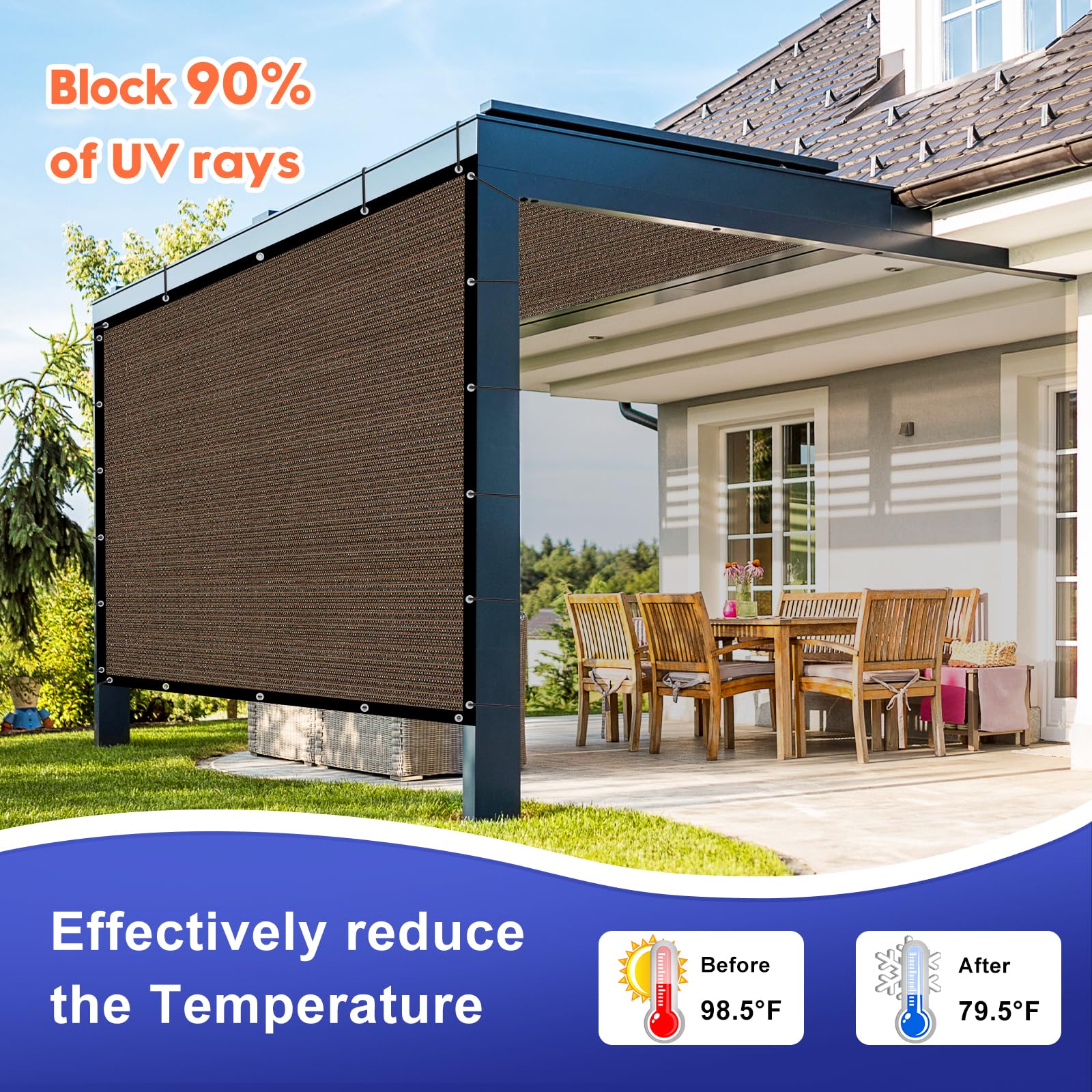 Sunocity lona 6x10 frente una silla para comparar tamaño útil