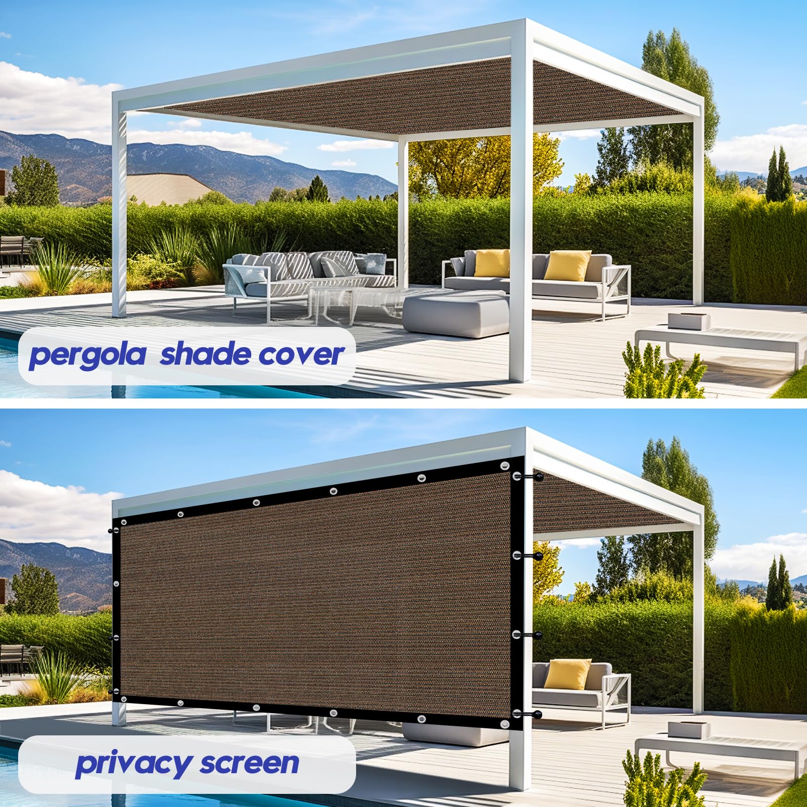 Sunocity pantalla de privacidad en patio protegiendo muebles exteriores
