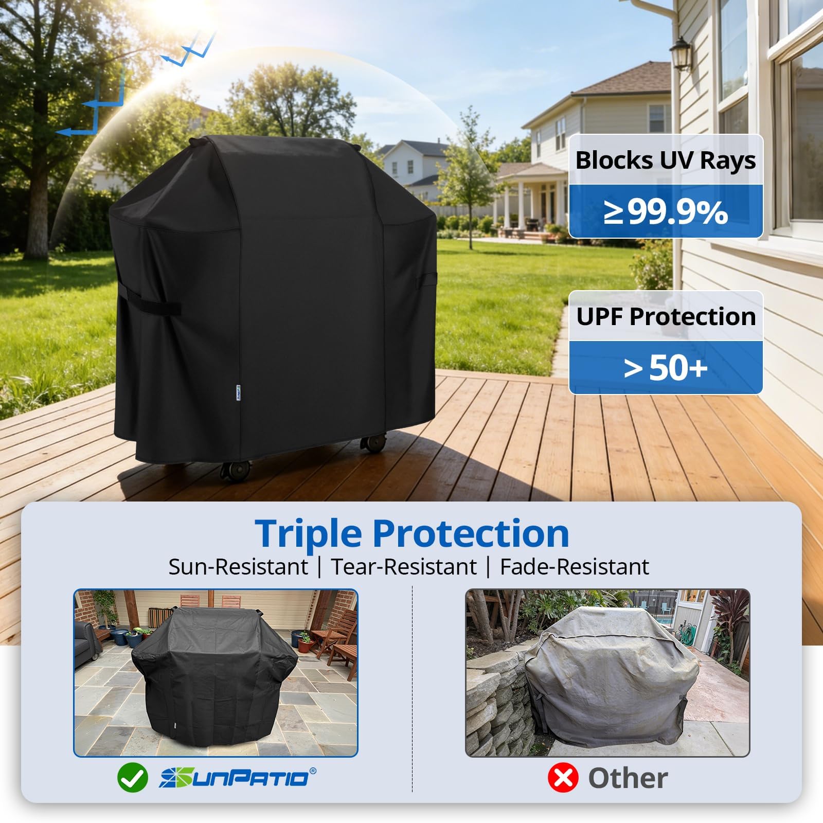 SunPatio correas ajustables asegurando la funda para evitar que vuele con viento
