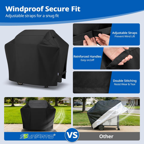 SunPatio funda colocada en parrilla para uso diario y protección