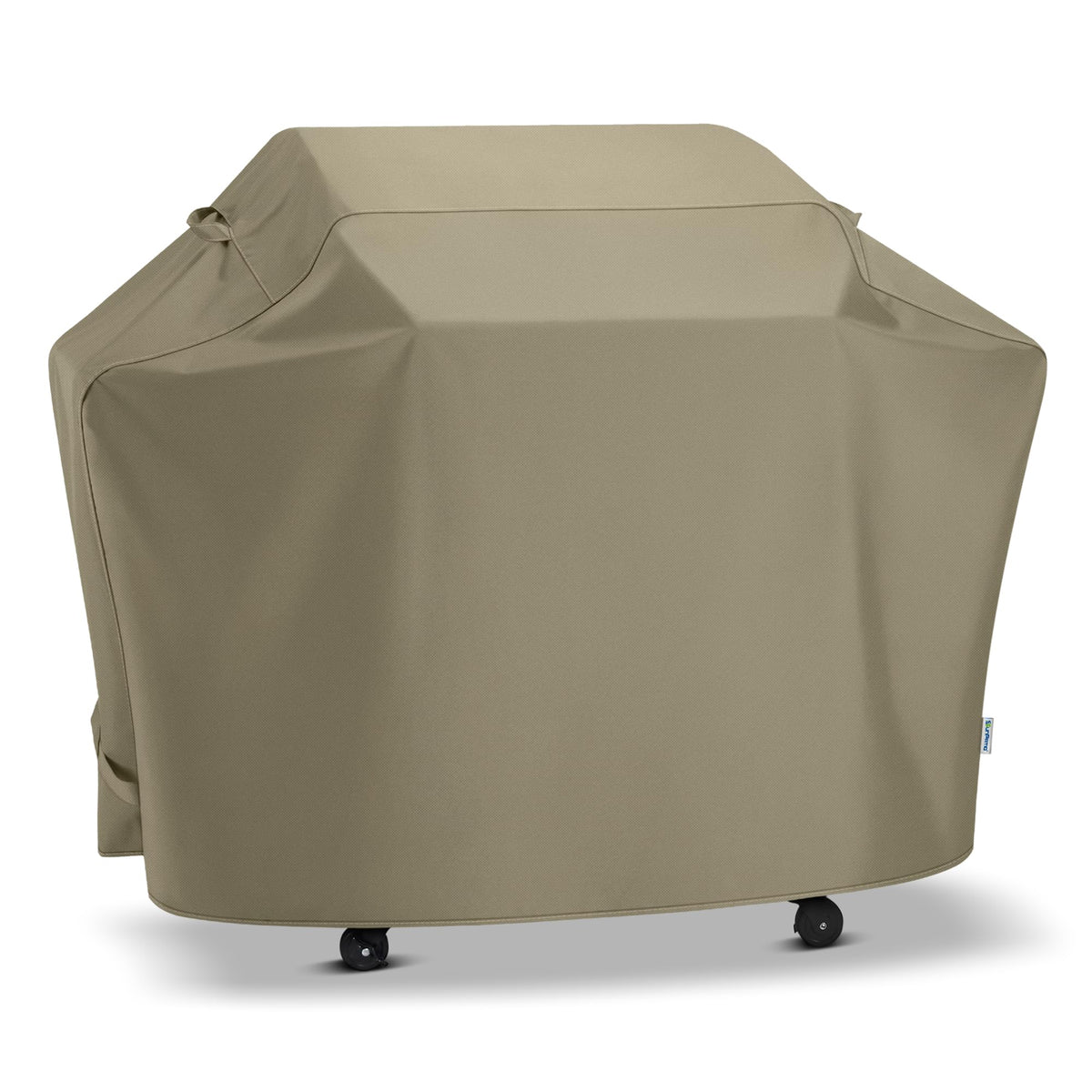 SunPatio funda frontal taupe protegiendo parrilla al aire libre para mayor durabilidad